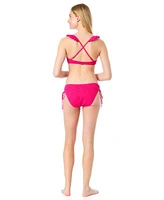 Cece Womens La Vie A La Mer Textured Ruffle Strap Bikini Top Bottoms