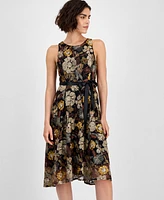 Tahari Asl Petite Embroidered Sleeveless Fit & Flare Dress