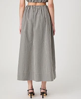 French Connection Women's Pull-On Gingham Midi Skirt