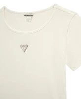 Guess Big Girl Short Sleeve with Shiny Foil Print Logo T-Shirt