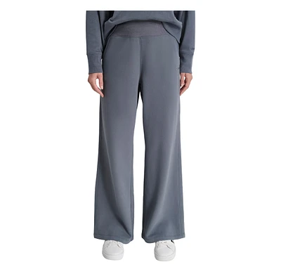 Dkny Women's Embroidered Logo Pull On Wide Leg Pants