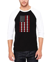 La Pop Art Men's Skull Flag Raglan Baseball Word T-Shirt