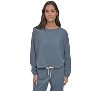Dkny Women's Tie Front Slub Pullover Top