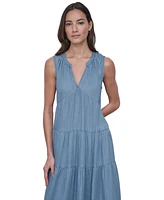 Dkny Jeans Women's Sleeveless Tiered Midi Dress