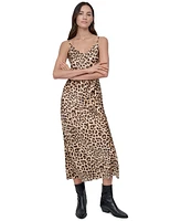Dkny Jeans Women's Animal-Print Washed Satin Slipdress - L3Z