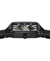 Rado Unisex Swiss Automatic True Square Skeleton Black Rubber Strap Watch 38mm