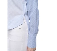 Dkny Jeans Women's Cropped Long-Sleeve Button-Front Shirt - L4c
