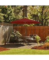 10 Feet Patio Umbrella with 8 Wooden Ribs and 3 Adjustable Heights
