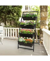 4-Tier Vertical Raised Garden Bed with 4 Containers and Drainage Holes