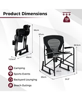 Outdoor Rocker Camping Chair with Dual Springs and Padded Back-Black
