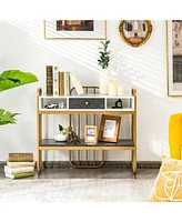 Console Table with Drawer Storage Shelf Wide Tabletop-White