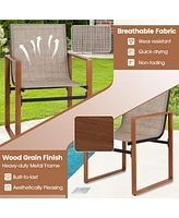 Outdoor Dining Chairs with Breathable Seat and Backrest Set of 2-Brown