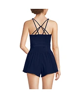 Lands' End Women's Tugless Strappy X-Back Romper Swimsuit