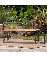 Zion Industrial Wood And Metal Bench Chair