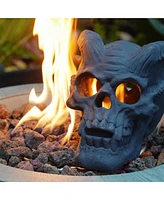 Fireproof Imitated Human Fire Pit Skulls Garden Statue, Halloween Decor