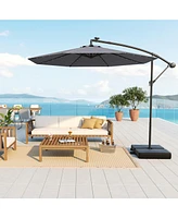 10 Ft Patio Umbrella Offset Cantilever Umbrella with 40 Solar Powered Lights