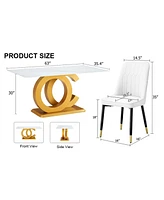 Modern Dining Set: Table & 4 Pu Leather Chairs