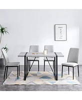 5-Piece Dining Set with Rectangular Table and Faux Leather Chairs (Gray)