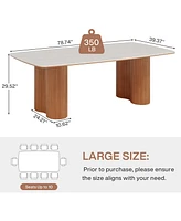 Tribesigns 78.7" Sintered Stone Dining Table for 8-10,Luxury Rectangular Kitchen Table with Solid Wood Legs, Mid-Century Dining Room Table Dinner Tabl