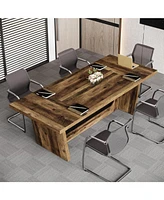 Tribesigns 6FT Conference Table Set of 4, 70.87" W x 31.5" D Rectangular Seminar Table for Meeting Room, Solid Executive Business Furniture