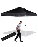 2-Tier 10 x 10 Feet Pop-up Canopy Tent with Wheeled Carry Bag