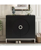 Wooden and Metal Leg Accent Cabinet for Living and Dining Room