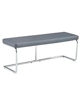 51.5" Decorative Stainless Steel Contemporary Bench in Faux Leather for Entryway Bench, Bedroom end of Bench, Dining Bench, Kitchen Seat Dining,