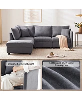 Modern Modular Sectional Sofa w/ Ottoman & Pillows