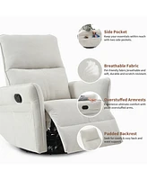 360 Swivel Rocker Recliner Chair - Gray Fabric