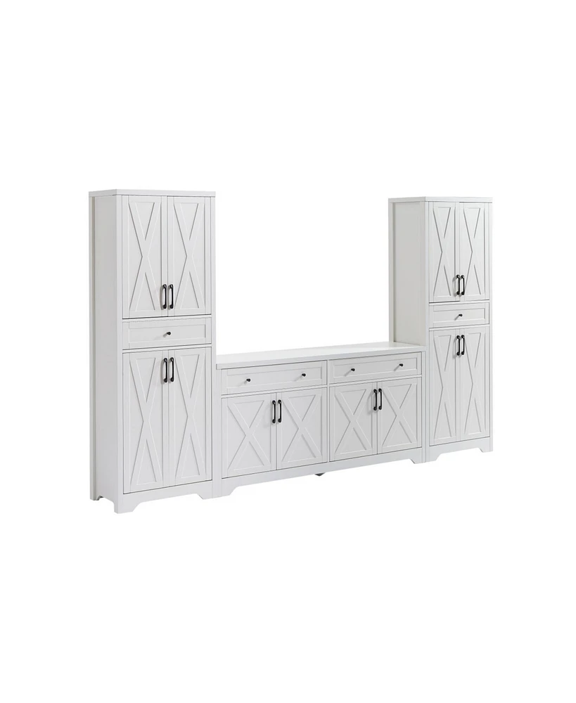White Tv Cabinet Set w/ Sideboards - 108.7" L