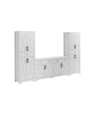 White Tv Cabinet Set w/ Sideboards - 108.7" L
