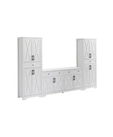 White Tv Cabinet Set w/ Sideboards - 108.7" L