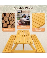 8-Person Brown Picnic Table with Benches