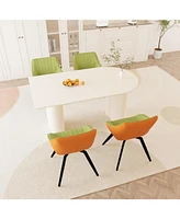 63" Cream Table & Green Chair Set (4)