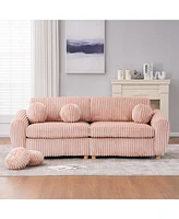 84" Pink Corduroy Sofa Couch