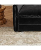 Corduroy 3-Seater Cloud Couch with Footrest & Cushions