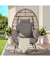 Oversized Wicker Egg Chair w/ Cushion & Pillow