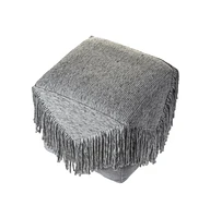 18" Grey Wool Ottoman