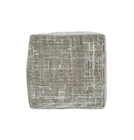 18" Grey Polyester Blend Ottoman