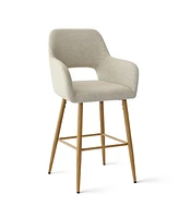 Set of 4 Upholstered Counter Height Bar Stools with Armrests, Modern Chairs for Kitchen Island-Maison Boucle