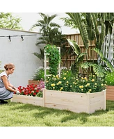 Raised Garden Bed with Trellis 87 Inch Wooden Elevated Planter with 2 Planter Boxes