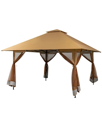 13 x 13 Feet Pop-up Instant Canopy Tent with Mesh Sidewall-Coffee