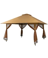 13 x 13 Feet Pop-up Instant Canopy Tent with Mesh Sidewall-Coffee