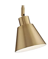 Marybel Modern Adjustable Swing Arm Wall Lamps Set of 2 Brass Gold Plug-In Light Fixture Tapered Cone Metal Shade for Bedroom Bedside House Reading Li