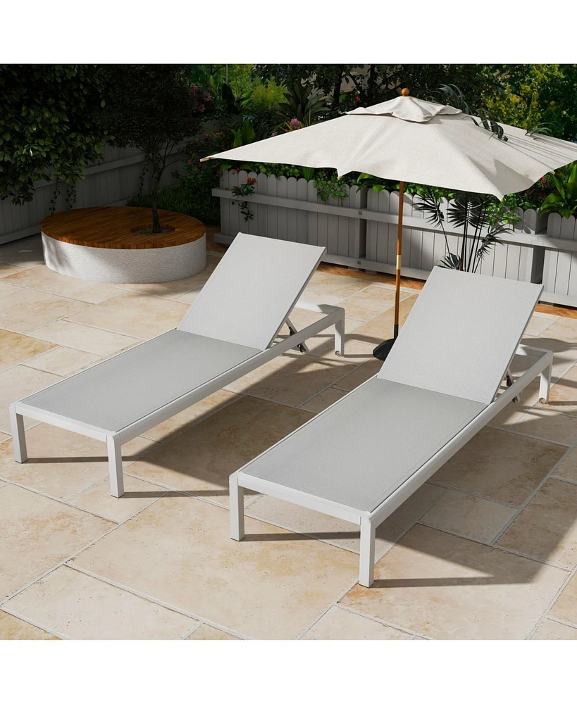 Aluminum Outdoor Chaise Lounge Set (2)