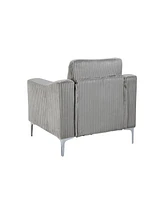 Gray Corduroy Convertible Sectional Sofa