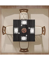 Tribesigns Wood Dining Table, Modern Kitchen Table for Room, 2-4 People Room Square Dinner Tables with Wooden Legs Thick Top S