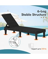 Outdoor Chaise Lounger Chair with Waterproof Rattan Textured Pp Surface and 330 lbs Capacity