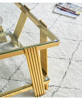 Gold Coffee Table Set, Glass Top, 2-Piece