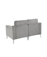Modular Sectional Two-Seater Sofa , Corduroy Sectional Couch,Gray
